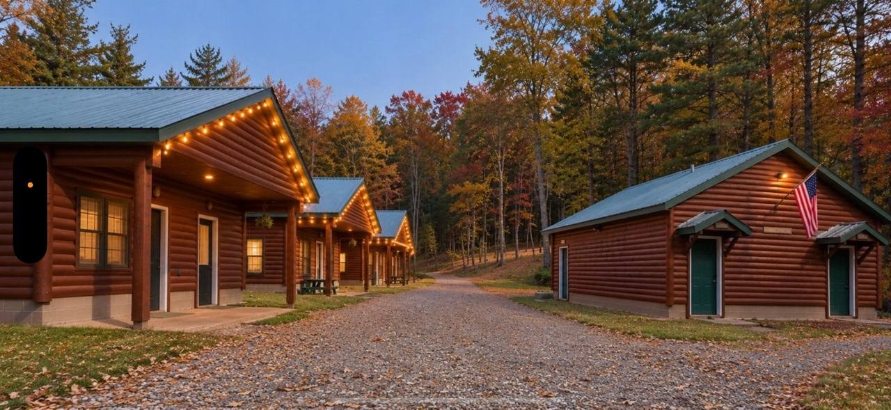 The cabin row in autumn